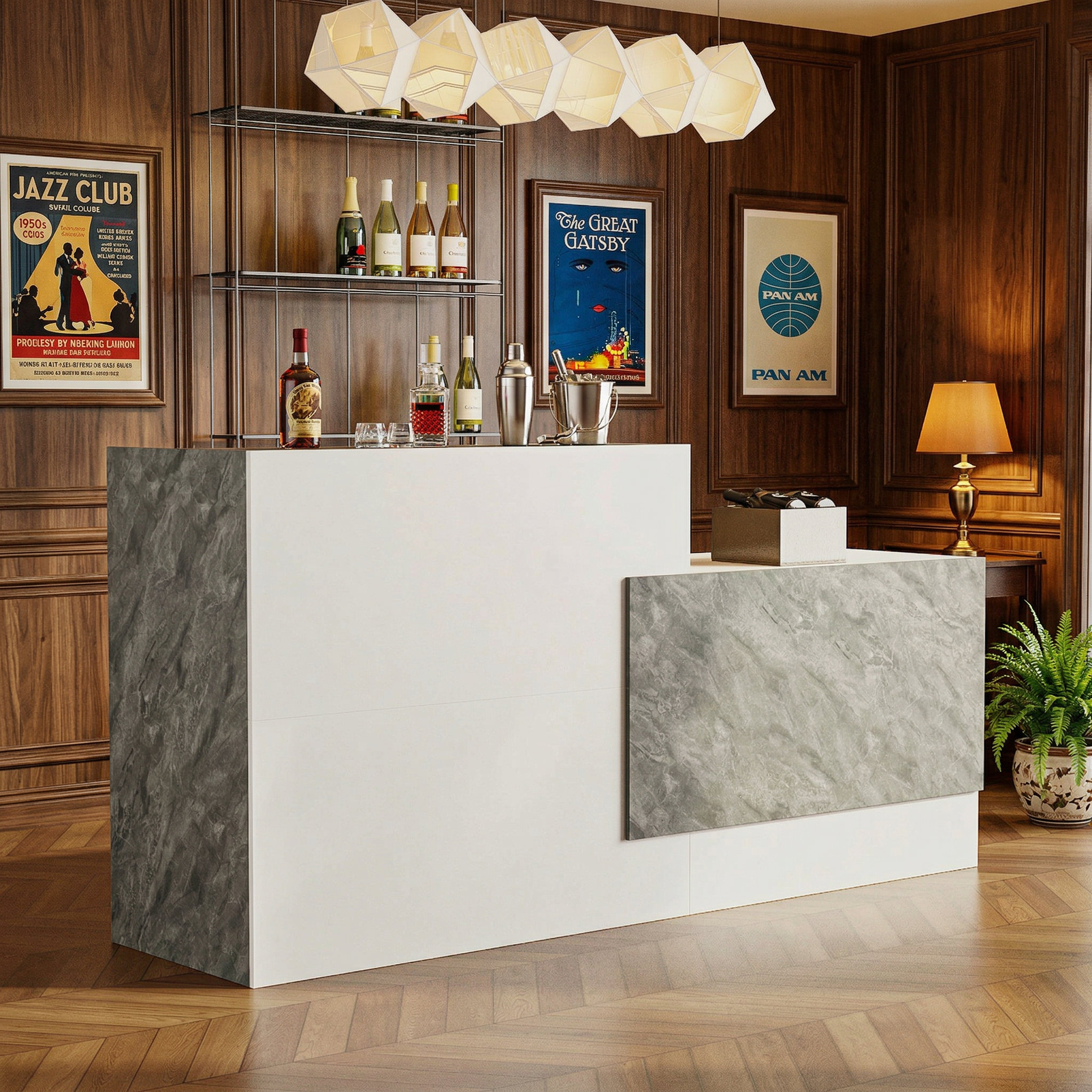 ★ Private Bar Counter Set Latitude Run® Stylish 2-Tier Home Bar With Multi-Level Countertop